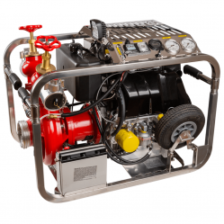 Fire engine with double piston priming